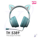 هدست بلوتوثی گربه ای تسکو TH 5389 با LED روشن نمای جلو