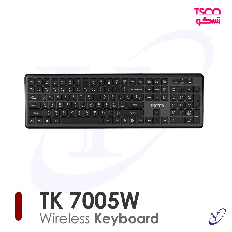 01-7005 کیبورد بی سیم تسکو TK 7005W نمای کلی با حروف فارسی