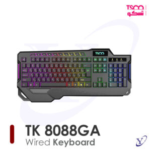کیبورد تسکو TK 8088 GA با نورپردازی LED رنگین‌کمانی نمای کلی