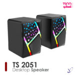 اسپیکر دو تکه تسکو TS 2051 با نورپردازی RGB روی میز کار