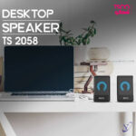 ابعاد جمع و جور اسپیکر تسکو TS 2058 در کنار مانیتور